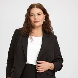 Laura Notched Lapel Suit Jacket - Size 12 Black